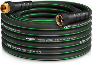 lot 131483 image: Heavy Duty Garden Hose 25ft, NON-EXPANDABLE Flexible Water Hose, Kink Resistant Lightweight Hybrid Hose, Leakproof Hose Male to Female Fittings