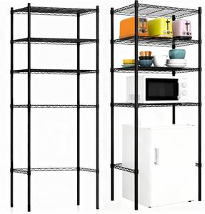 lot 131484 image: Retails for $180 4 Tier Mini Fridge Shelf with Storage for Dorm Adjustable Hight Over Mini Fridge Storage Shelf Heavy Duty Mini Fridge and Microwave Shelf for Apartment,Kitchen,Office,24W x 18D x 77H (Black)