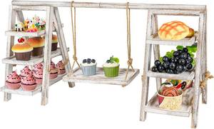 lot 131485 image: Flenpptly Wooden Cupcake Stand, 3 Tier Cupcake Display Stand, White