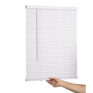 lot 131489 image: Lotus & Windoware Cordless 1 Vinyl Mini Blind Light Filtering Horizontal Blind, 34 Width x 72 Length, White, Smooth