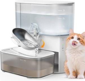 lot 131492 image: Wireless Cat Water Fountain No Filters, Wastewater Separation, FEELNEEDY Stainless Steel Bowl, 3.5L Pet Water Fountain for Cats & Dogs Dispenser, White