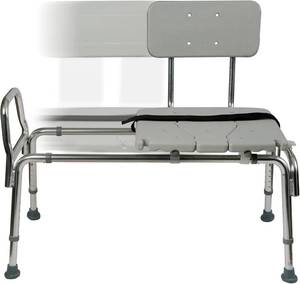 lot 131507 image: DMI Tub Transfer Bench and Shower Chair with Non Slip Aluminum Body, FSA Eligible, Adjustable Seat Height and Cut Out Access, Holds Weight up to 400 Lbs, Bath and Shower Safety, Transfer Bench