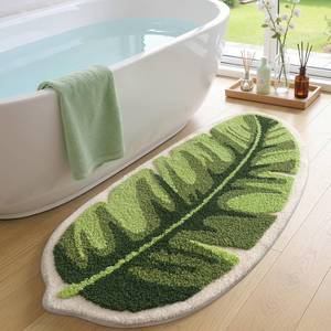lot 231609 image: LUMI Cute Bathroom Rug Green Leaf, Absorbent Non Slip Bath Mat, 19.5x39.5