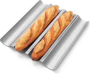 lot 231615 image: Pavsrmy Baguette Bread Pan, Premium Nonstick Perforated Baguette Pan for French Bread Baking, 4 Loaves Baguette Baking Tray for Sourdough, Italian Bread, Perfect for Creating Crisp Golden-Brown Crust