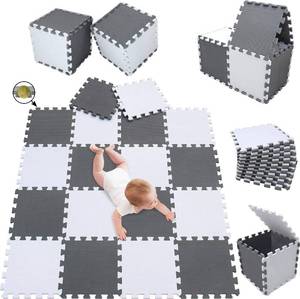 lot 231621 image: meiqicool Foam Play Mat Thick Soft EVA Interlocking Foam Floor Mats Children Yoga Exercise Multi Jigsaw Puzzle Blocking Board Kids Playmats Play 20 Piece AL