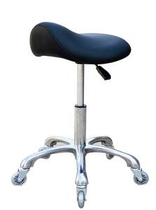 lot 231627 image: Retails for $109 Professional Saddle Stool with Wheels Ergonomic Swivel Rolling Height Adjustable for Clinic Dentist Beauty Salon Tattoo Home Office (Black)