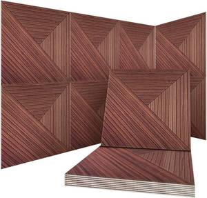 lot 231636 image: 8Pack Acoustic Wall Panels, Wood-Pattern Art Sound Proof Foam Panels For Walls, Decorative Acoustic Panels Sound Absorbing, Self-Adhesive Sound Dampening Panels For Studio Home, 23.62 X 23.62 Inches