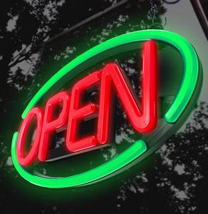 lot 231642 image: LED Open Sign,Bright Open Sign for Business Window with Remote Control,24x12 inch Large Size,Restaurant,Bar,Retail Shops,Window Storefronts,Salon,12V2A Power Supply (Green-Red)