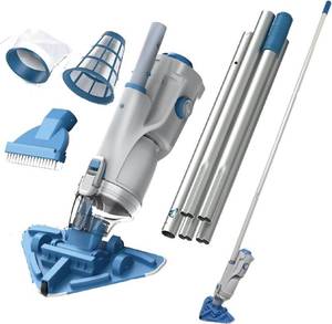 lot 331312 image: Retails for $109 KOKIDO Rechargeable Cordless Pool Vacuum for Above Ground Pool and Pond Cleaner, 72 Aluminum Pole, Standard & Fine Filters, 2 Brush Vac Heads, Handheld Pool Cleaner Spot Clean Inground Pools XV320