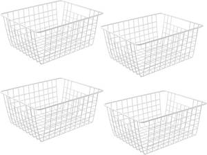 lot 331314 image: 14 Upright Freezer Storage Baskets, White Wire Storage Bins Large Bakset for Freezer, Pantry, Bathroom Organizing, Set of 4