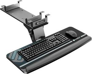 lot 331340 image: EUREKA ERGONOMIC Keyboard Tray Height Adjustable, Swivel Tilt Computer Keyboard Drawer Under Desk, 25x9.13 Sliding Keyboard & Mouse Platform with Mouse Pad for Typing, Black
