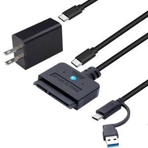 lot 331343 image: USB 3.0 to SATA Adapter, USB A & Type C 2.53.5 Inch Hard Drive Converter with 30W Power Supply, UASP 5Gbps High-Speed Transfer, Compatible with PC, Laptop, Mac for Data Recovery (1.6ft Cable)