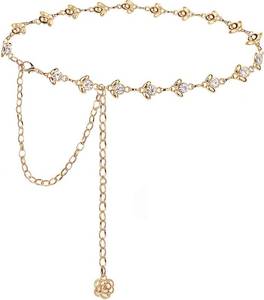 lot 331345 image: Glamorstar Chain Belt for Women Rhinestone Crystal Waist Belts for Dress Gift