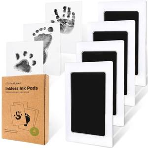 lot 331351 image: 4pk Inkless Baby Hand and Footprint Kit, Mess Free Ink Pads (Jet Black, R)