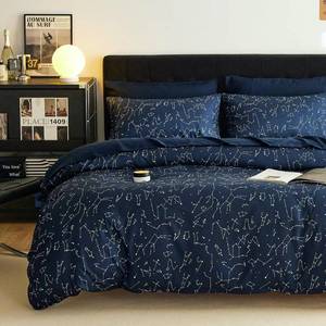 lot 431452 image: Wake In Cloud - Constellation Comforter Set, Celestial Space Star Galaxy Astrology, Soft Lightweight Bedding for Teen Kids Boys Girls, 3 Pieces, Navy Blue, Full Size