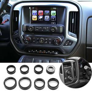 lot 431460 image: AC Radio Knob Cover Compatible with Chevrolet Chevy Silverado & GMC Sierra 2014-2018 Dash Menu Auto Climate Control Volume Turn Signal 4WD Light Switch Knob Button Cover Trim Ring (Black)