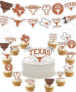 lot 431464 image: Texas Longhorn Cake Topper, UT Austin Party & Birthday Decorations 42 Pcs