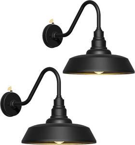 lot 431471 image: Retails for $163 15 Large Outdoor Gooseneck Barn Lights with Dusk to Dawn, 2-Pack