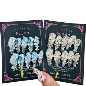 lot 431495 image: 2Packs (20Pcs) Press on Nails Mystery Box Random 30mm Long Handmade Nails Manicure Charms Nails Art Nail Kit Press on Nails for Women Party Holiday Photo Wedding Size S