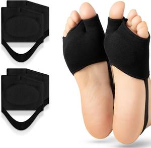 lot 431499 image: Metatarsal Pads for Women & Men 2 Pairs with Gel Inserts,Ball of Foot Pain Relief for Metatarsalgia,Sesamoiditis & Mortons Neuroma (Black Medium)