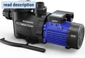 lot 131469 image: Retails for $298 Aquastrong 3HP InAbove Ground Pool Pump with Timer, 220V, 9350GPH, High Flow, Powerful Self Primming Swimming Pool Pumps with Filter