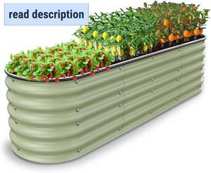 lot 131493 image: Retails for $130 8 X 2 X 1.4 Ft Galvanized Raised Garden Bed,Sturdy and Easy to Assemble Oval Raised Planter Beds Outdoor for Vegetables, Gardening, Flowers, Fruits Light Green