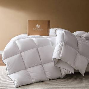 lot 131421 image: Retails for $156 PACIFIC COAST Goose Down Fiber Comforters Oversized Queen Duvet Insert, All Season White Comforter, 3D Hidden-Stitch Baffle Box Design, 8 Tabs, Gifts for WomenMen, Extra Fluffy Luxury Duvet (98x98)