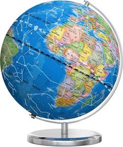 lot 131424 image: Retails for $115 Waldauge Illuminated World Globe with Stand, 13 Earth Globes with Stable Heavy Metal Base for Kids Classroom Learning, LED Constellation Globe Night Light with HD Printed Map