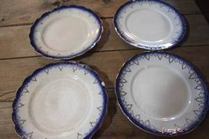 lot 2656 image: Antique Flow Blue Plates wchips