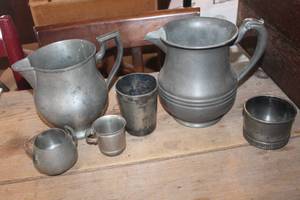 lot 2659 image: Antique Pewter Pitchers and More