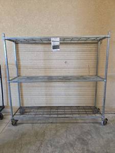 lot 1064 image: Metro 3-Tier Wire Shelving Unit on Casters