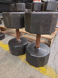 lot 1191 image: Iron Grip 90 lb Dumbbells - Set of 2
