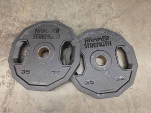 lot 1244 image: Hammer Strength 35 lb Plate Weights - Set of 2