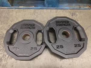 lot 1250 image: Hammer Strength 25 lb Plate Weights - Set of 2