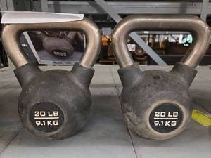 lot 1313 image: Hammer Strength 20 LB Kettlebells - Set of 2