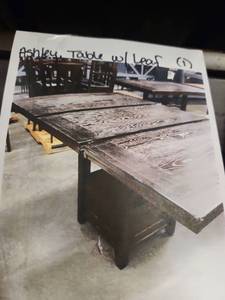 lot 4049 image: Ashley Dining Table with Leaf Extension and Chairs