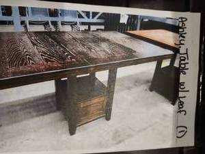 lot 4050 image: Ashley Dining Table with Leaf Extension and Chairs