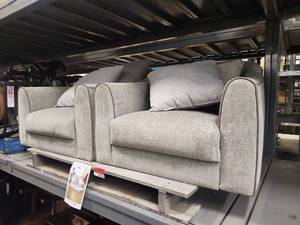 lot 4055 image: 2 - Upholstered Armchair with Rolled Arms and Throw Pillows