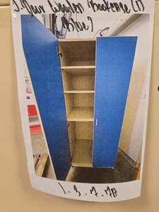 lot 4057 image: 2-Door Industrial WoodenStorage Cabinet with Blue Doors