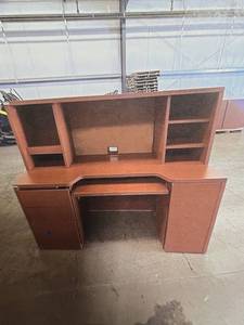 lot 4061 image: Office Desk with Hutch and Storage Cabinets