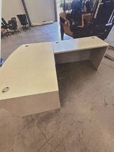 lot 4064 image: L-Shaped Office Desk with Curved Return and Drawers