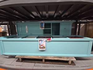 lot 4098 image: Storage Cabinet and 5-Compartment Storage Tower Turquoise - 2-Piece Set