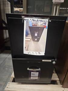 lot 4116 image: Frosted Glass Bookcase, 1 - 2 Drawer Filing cabinet, 1 - 3 Drawer Cabinet