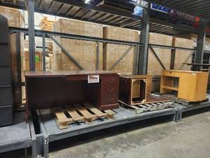 lot 4156 image: Office Desk with Pedestal Drawers and Filing Cabinet