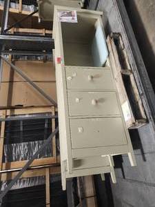 lot 4161 image: 3-Drawer Shelf Cabinet with Doors and Open Compartment