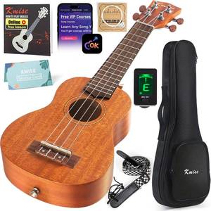 lot 1014 image: Kmise Professional Ukulele for Adult Beginner, Free Online Lesson 21 inch Soprano Mahogany Ukelele with Kids Ukele Bundle Starter Kit Gig Bag Case, Strap, Tuner, Nylon Strings, Book, Uke Gift Choice
