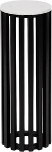lot 1018 image: Kate and Laurel Paynter Marble Drink Table 9 x 24 White and Black Tall Slatted Plant Stand Table with Marble Top for Use as Accent Living Room Table