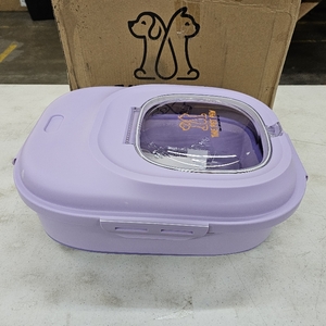 lot 1020 image: Dog Food Storage Container, Collapsible Food Storage Containers with Transparent Airtight Lid and WHEELS, Scoop, Measuring Cup and Food Storage Bowl with Lid -Pet Food Storage for Cat, and Birds Purple