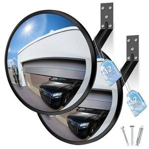 lot 1021 image: 2 Pcs 12 Inch Acrylic Convex Mirror  Adjustable Wide Angle Security Traffic Mirror for Indoor Outdoor Wall Mount, Garage, Warehouse, School, Store & Office