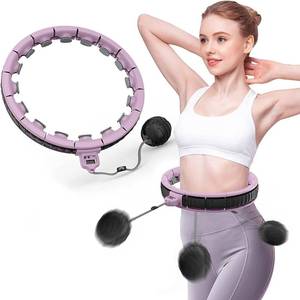 lot 2002 image: Smart Weighted Hula Hoop for Adults  Beginner 5lb Fitness and Exercise Hoola Hoops for Weight Loss ,16 Detachable Knots with Massage Hoops, 2 in 1 Abdomen Fitness Massage,Workout Hoola Hoop with digital counter, Pink
